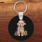 Schattigee Golden Retriever Christmas Funny Dog Lo Sleutelhanger (Voorkant)