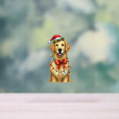 Schattigee Golden Retriever Dog Coquette Bow Chris Acryl Bord (Neutraal)