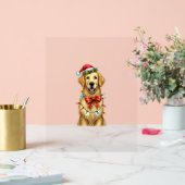 Schattigee Golden Retriever Dog Coquette Bow Chris Acryl Bord (Huwelijk)