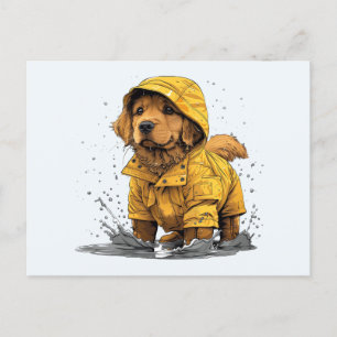 Schattigee Golden Retriever Dog Dragen Regenjas Briefkaart