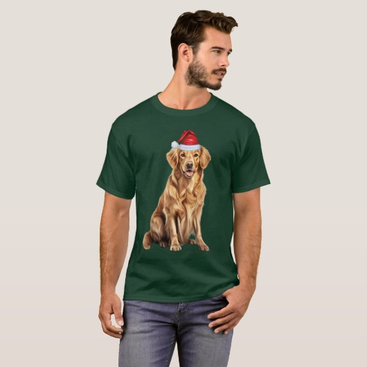 Schattigee Golden Retriever Dog Funny Christmas T-shirt (Voorkant volledig)