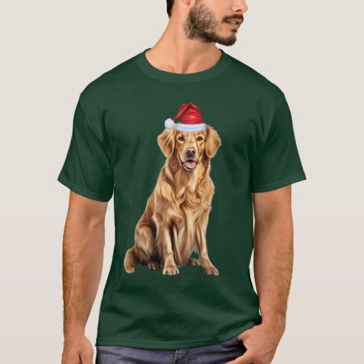 Schattigee Golden Retriever Dog Funny Christmas T-shirt (Voorkant)
