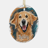 Schattigee Golden Retriever Dog Gepersonaliseerde  Keramisch Ornament (Rechts)