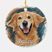Schattigee Golden Retriever Dog Gepersonaliseerde  Keramisch Ornament (Achterkant)