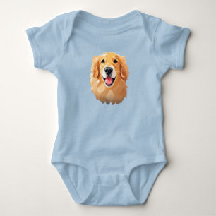 Schattigee golden retriever Dog Happy Face Express Romper