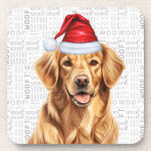 Schattigee Golden Retriever Dog in een Santa Hat-v Bier Onderzetter (Voorkant)