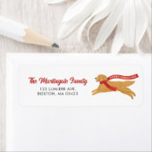 Schattigee Golden Retriever Dog Snow Christmas Etiket (Insitu)