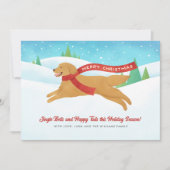 Schattigee Golden Retriever Dog Snow Christmas Feestdagenkaart (Voorkant)