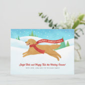 Schattigee Golden Retriever Dog Snow Christmas Feestdagenkaart (Staand voorkant)