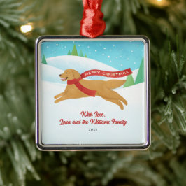 Schattigee Golden Retriever Dog Snow Christmas Metalen Ornament