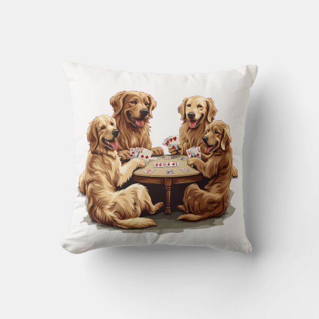 Schattigee Golden Retriever Dogs Speelkaarten Kussen (Voorkant)