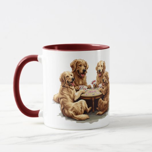 Schattigee Golden Retriever Dogs Speelkaarten Mok (Links)