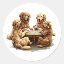 Schattigee Golden Retriever Dogs Speelkaarten Ronde Sticker