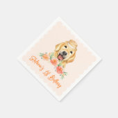 Schattigee Golden Retriever en Perzikbloemen Verja Servet (Hoek)