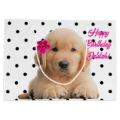 Schattigee Golden Retriever Gepersonaliseerde Happ Groot Cadeauzakje (Achterkant)