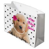 Schattigee Golden Retriever Gepersonaliseerde Happ Groot Cadeauzakje (Achterkant Gekanteld)