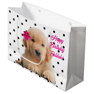 Schattigee Golden Retriever Gepersonaliseerde Happ Groot Cadeauzakje