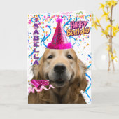 Schattigee Golden Retriever Gepersonaliseerde Happ Kaart (Gele Bloem)