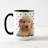 Schattigee Golden Retriever gepersonaliseerde roze Mok (Links)