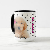 Schattigee Golden Retriever gepersonaliseerde roze Mok (Voorkant links)