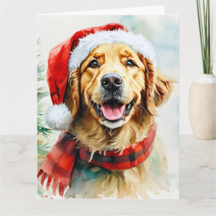 Schattigee Golden Retriever in een Santa Hat-Water Kaart