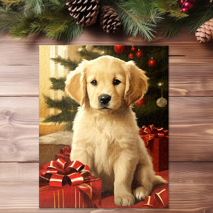 Schattigee Golden Retriever Kerstboom Vakantie Kun Legpuzzel