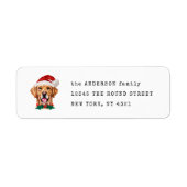 Schattigee Golden Retriever Kersthond Retouradres Etiket (Voorkant)