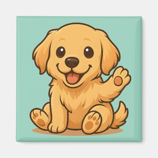 Schattigee Golden Retriever Magnet Koelkast Keuken (Voorkant)