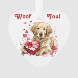 Schattigee Golden Retriever met Heart Box voor Hon Ornament
