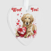 Schattigee Golden Retriever met Heart Box voor Hon Ornament (voorkant)