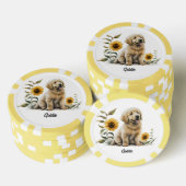 Schattigee Golden Retriever met zonnebloemen Poker Chips (Opstapeling)