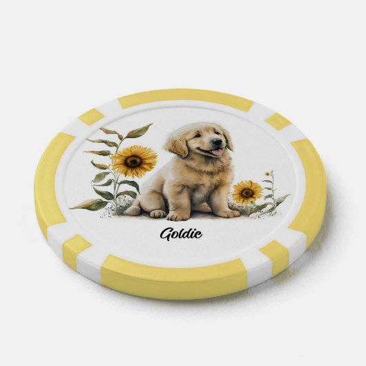 Schattigee Golden Retriever met zonnebloemen Poker Chips (Enkel)