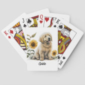 Schattigee Golden Retriever met zonnebloemen Pokerkaarten (Achterkant)