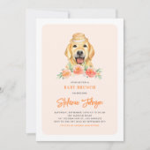 Schattigee Golden Retriever Perzik Bloemen Baby Br Kaart (Voorkant)