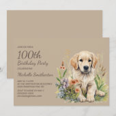 Schattigee Golden Retriever Puppy 100th Verjaardag Kaart (Voorkant / Achterkant)