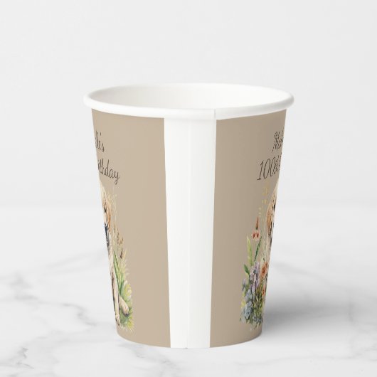 Schattigee Golden Retriever Puppy 100th Verjaardag Papieren Bekers (Rechts)