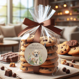 Schattigee Golden Retriever Puppy 100th Verjaardag Ronde Sticker