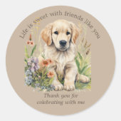 Schattigee Golden Retriever Puppy Cookie Snoep Ronde Sticker (Voorkant)