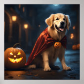 Schattigee Golden Retriever Puppy Dog Halloween Na Poster (Voorkant)