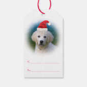 Schattigee Golden Retriever Puppy Dragen Santa Hat Cadeaulabel (Achterkant)