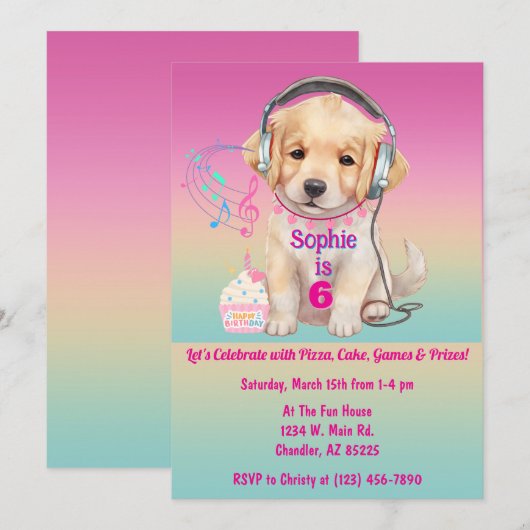 Schattigee Golden Retriever Puppy Jam Verjaardag Kaart (Voorkant / Achterkant)