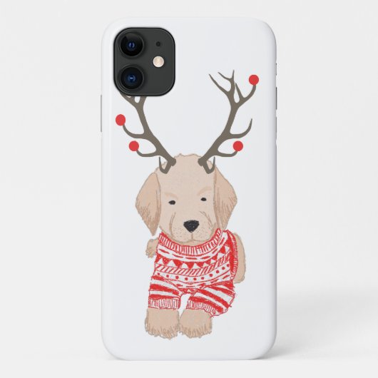 Schattigee Golden Retriever Puppy Kerstrendier Case-Mate iPhone Case (Achterkant)