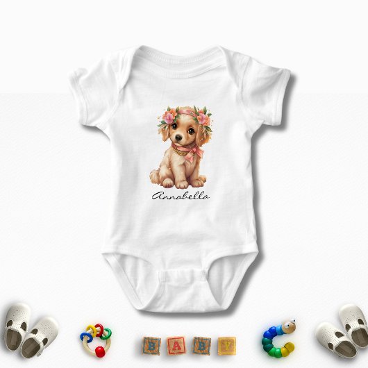Schattigee Golden Retriever Puppy Waterverf Aangep Romper