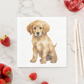 Schattigee Golden Retriever Puppy Waterverf Dog Servet (Insitu)
