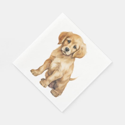 Schattigee Golden Retriever Puppy Waterverf Dog Servet (Hoek)