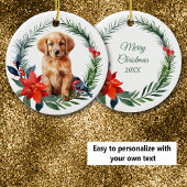Schattigee Golden Retriever Puppy Waterverf Poinse Keramisch Ornament