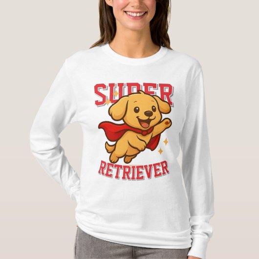 Schattigee Golden Retriever Superhero Unisex Man W T-shirt (Voorkant)