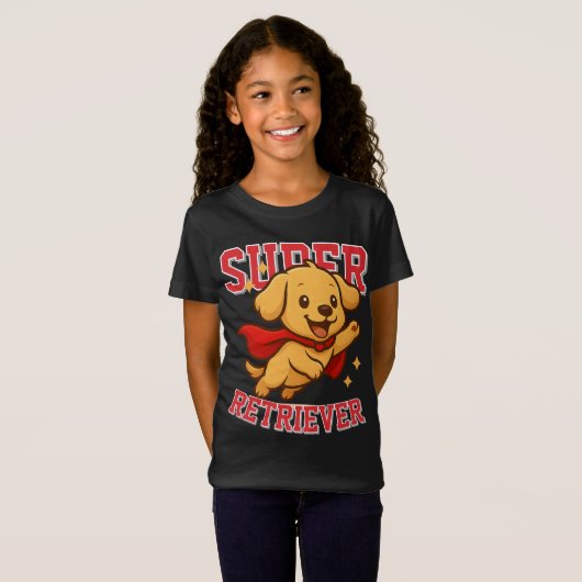 Schattigee Golden Retriever Superhero Unisex Man W T-shirt (Voorkant volledig)