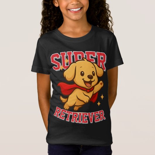 Schattigee Golden Retriever Superhero Unisex Man W T-shirt (Voorkant)