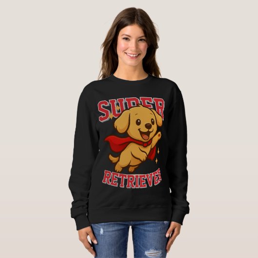 Schattigee Golden Retriever Superhero Unisex Man W Trui (Voorkant volledig)
